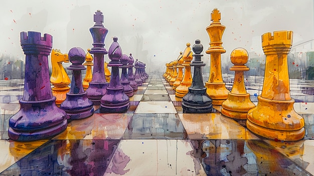 Kostenloses Foto abstract chess pieces in digital art style