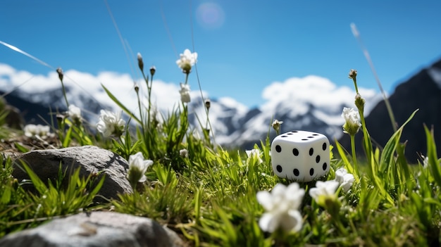 Abstrakte 3D-Würfel mit Naturlandschaft