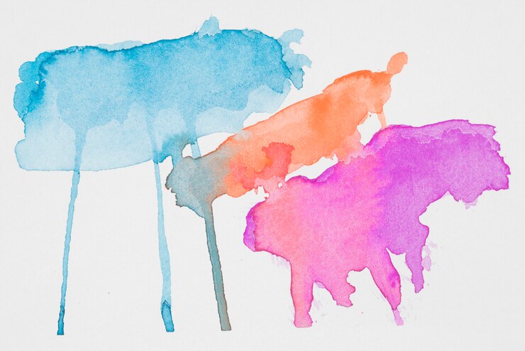 Kostenlose Foto abstrakte aquamarine-, rote und rosapunkte von farben auf weißbuch