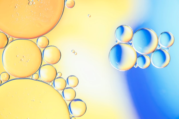 Abstrakte blaue und gelbe verschiedene Blasenbeschaffenheit