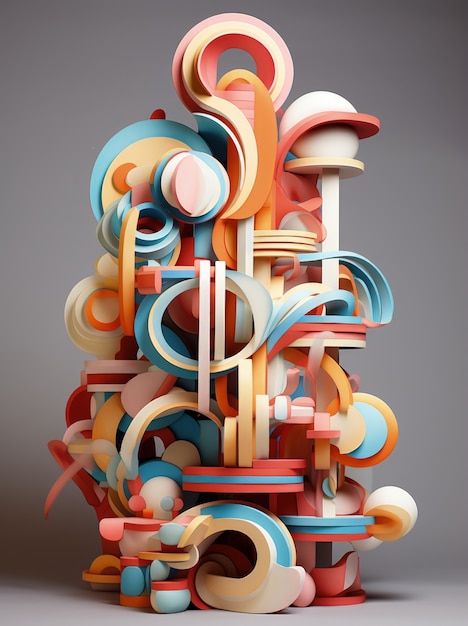 Abstrakte Kunst aus geometrischen 3D-Formen