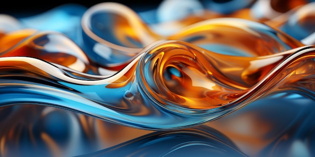 Abstrakte Makroaufnahme von fließendem Wasser in Blau und Orange