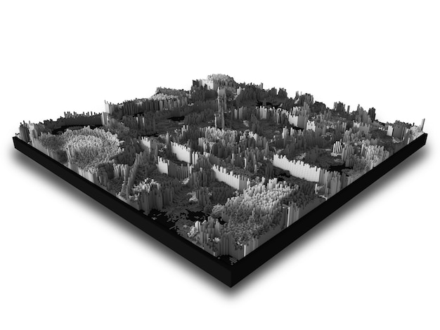 Abstrakte moderne 3D-Landschaft mit extrudierenden Würfeln