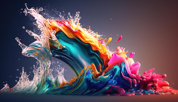 Abstrakter bunter Splash 3D-Hintergrund generativer ai-Hintergrund