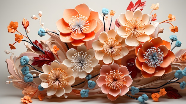 Abstrakter Hintergrund mit 3D-Blumen