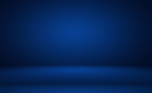 Abstrakter Luxussteigungs-Blauhintergrund. Glatt Dunkelblau mit schwarzer Vignette Studio Banner.