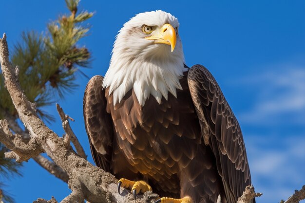 Adler steht auf Baum