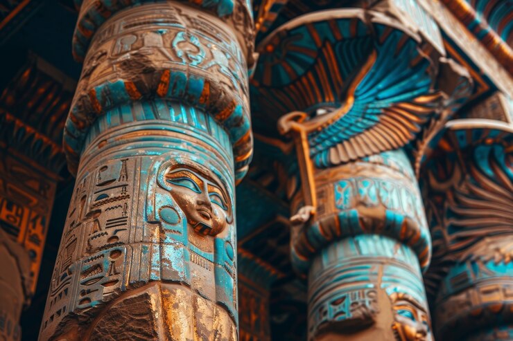 Kostenlose Foto ägyptische mauer mit hieroglyphen