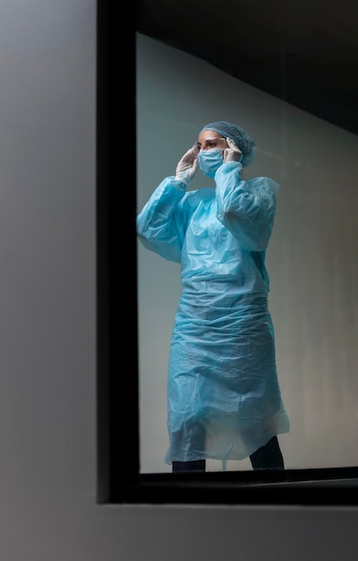 Kostenloses Foto Ärztin mit pandemie-ausrüstung