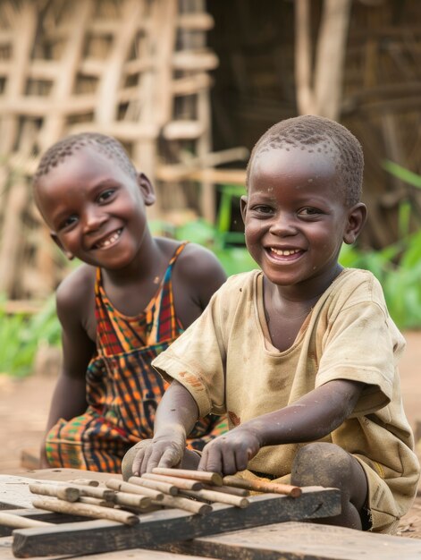 Afrikanische Kinder genießen das Leben