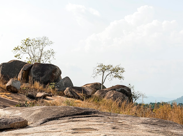 Afrikanische Naturlandschaft mit klarem Himmel und Felsen