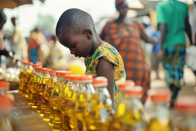 Kostenloses Foto afrikanisches kind auf einem marktplatz