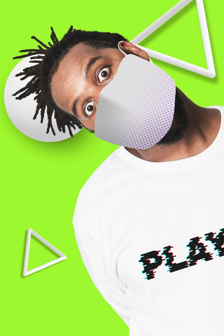 Kostenlose Foto afroamerikaner mann, der gesichtsmaske, covid prävention trägt