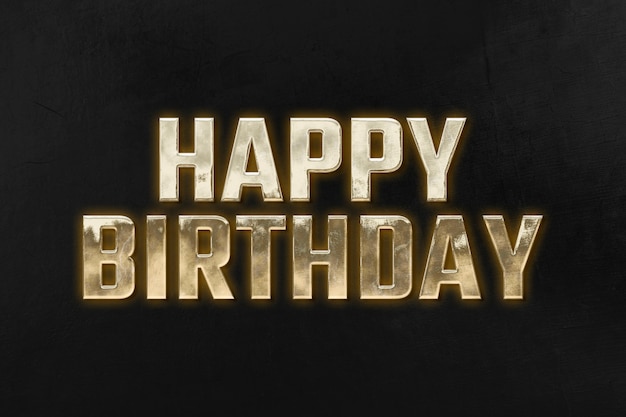 Alles Gute zum Geburtstag 3d goldene Typografie auf schwarzem Hintergrund