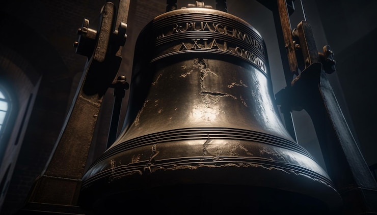 Kostenlose Foto alte schwermetallglocke schmückt alte kathedrale, die von ki generiert wurde