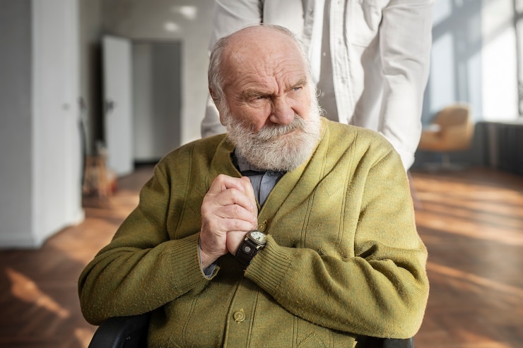 Kostenlose Foto alter patient, der an parkinson leidet