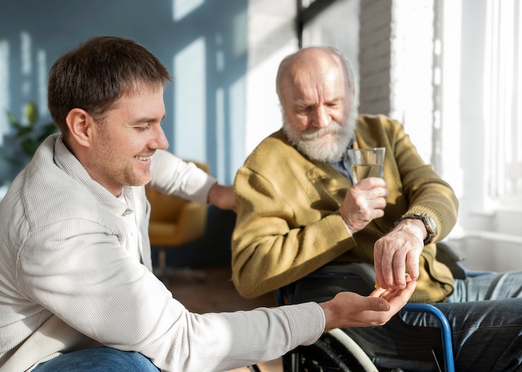 Kostenlose Foto alter patient, der an parkinson leidet