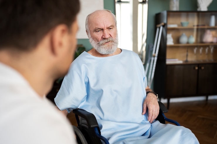 Kostenlose Foto alter patient, der an parkinson leidet