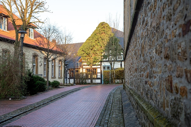 Kostenloses Foto altes haus mit efeu auf dem dach in der altstadt