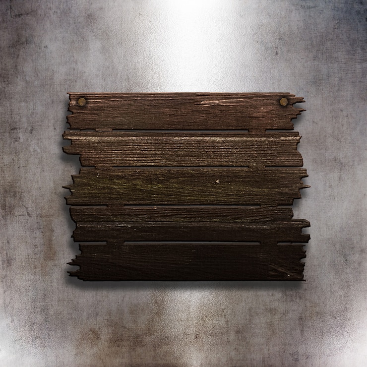 Kostenlose Foto altes holzschild 3d auf einer grunge metallbeschaffenheit