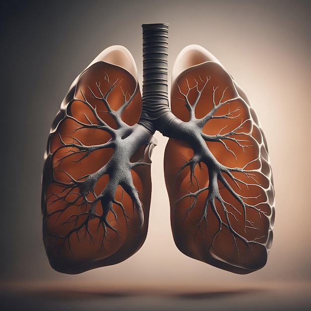 Anatomie der menschlichen lunge 3d-illustration anatomie des menschlichen körpers auf grauem hintergrund