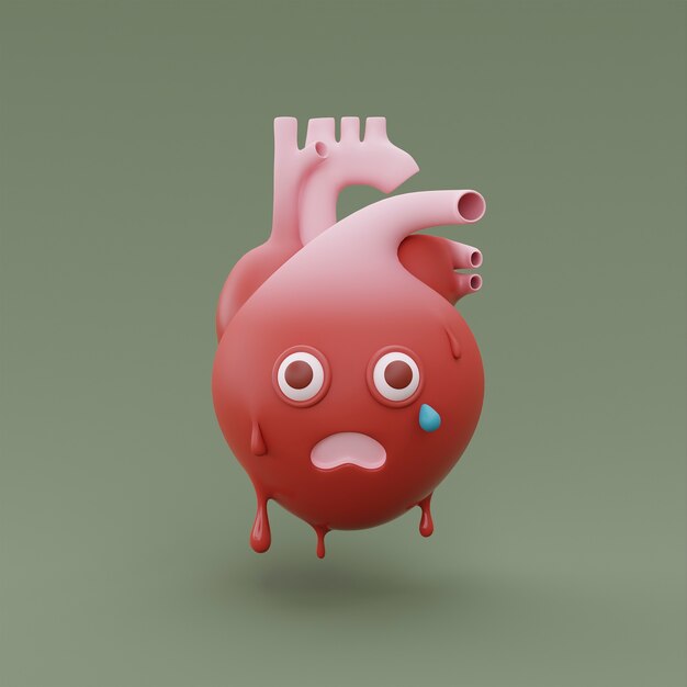 Anatomisches Herz der traurigen Karikatur