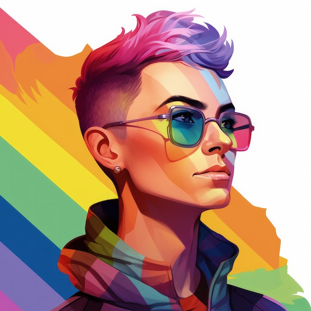 Androgyner Avatar einer nicht-binären queeren Person