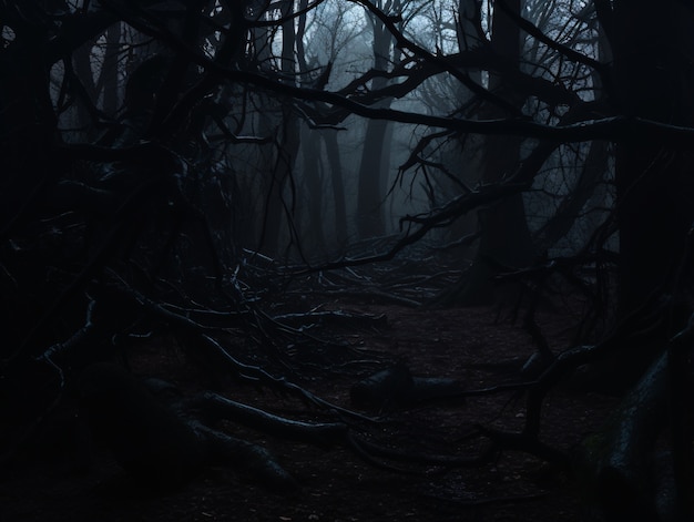 Angst, die durch den dunklen Wald hervorgerufen wird