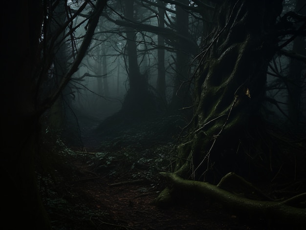 Angst, die durch den dunklen Wald hervorgerufen wird