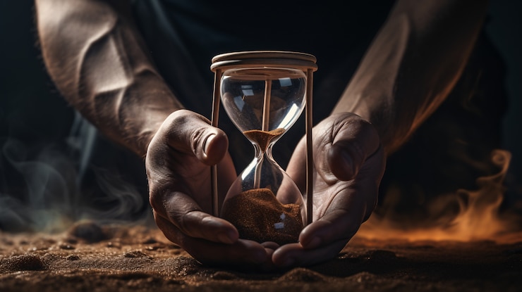 Kostenlose Foto angst, die durch eine sanduhr ausgelöst wird