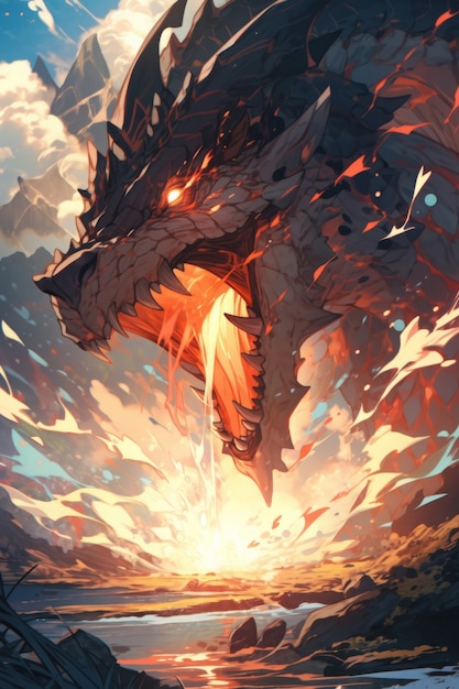 Kostenloses Foto anime-drachen-illustration