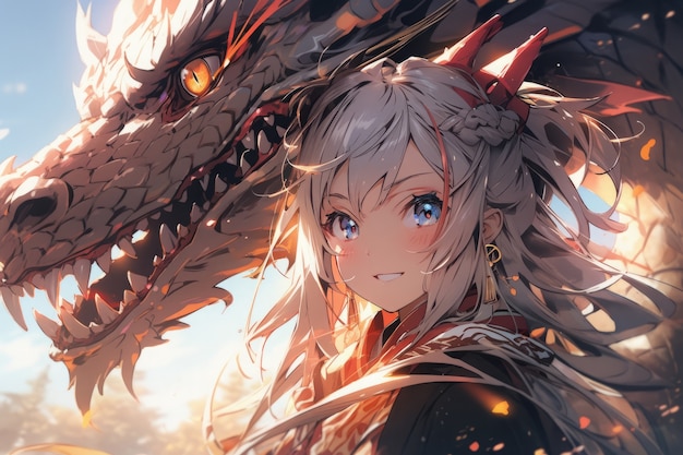 Kostenloses Foto anime-drachen-illustration