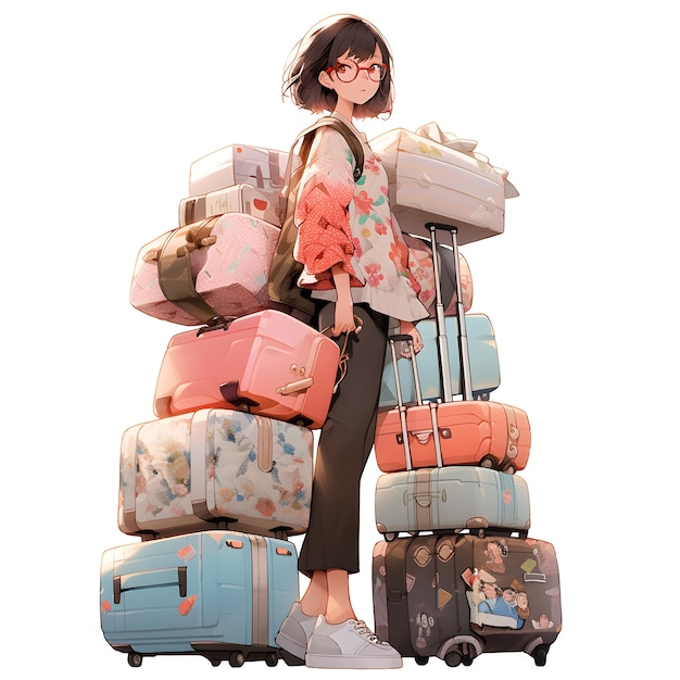 Anime-Figur auf Reisen