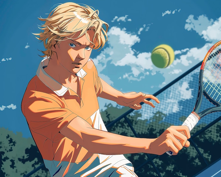Kostenlose Foto anime-figur, die tennis spielt