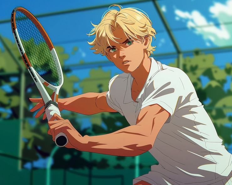 Kostenlose Foto anime-figur, die tennis spielt