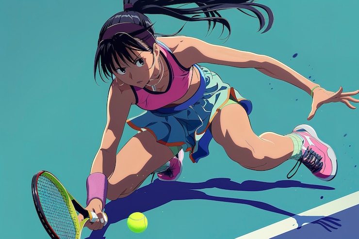 Kostenlose Foto anime-figur, die tennis spielt