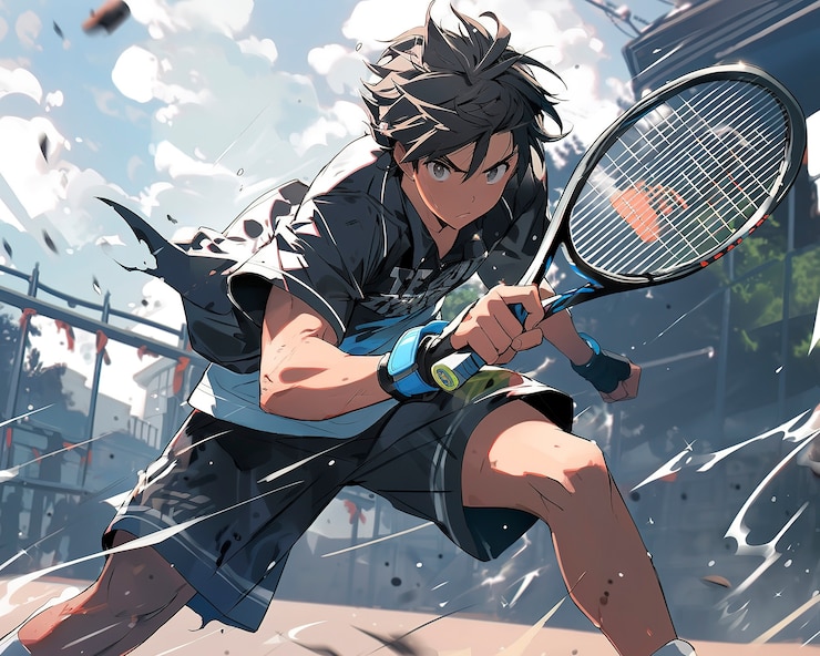 Kostenlose Foto anime-figur, die tennis spielt