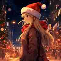 Kostenloses Foto anime-figur in der stadt weihnachtszeit