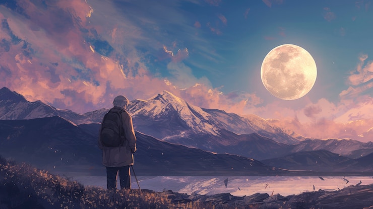 Kostenlose Foto anime-mondlandschaft