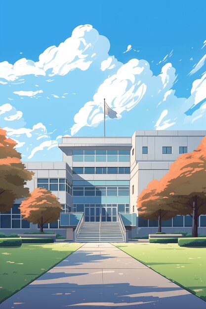 Anime-Schulgebäude-Illustration