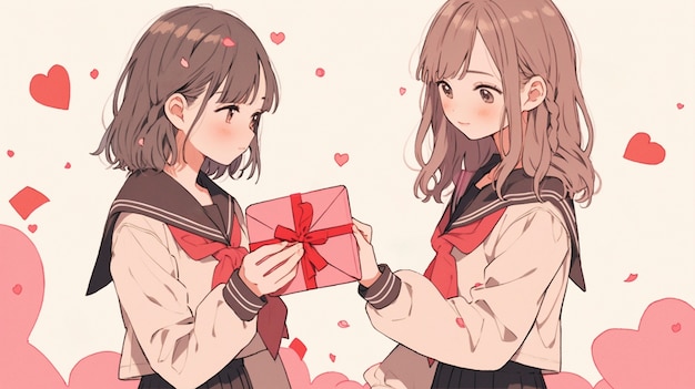 Kostenloses Foto anime-stil, der den valentinstag feiert