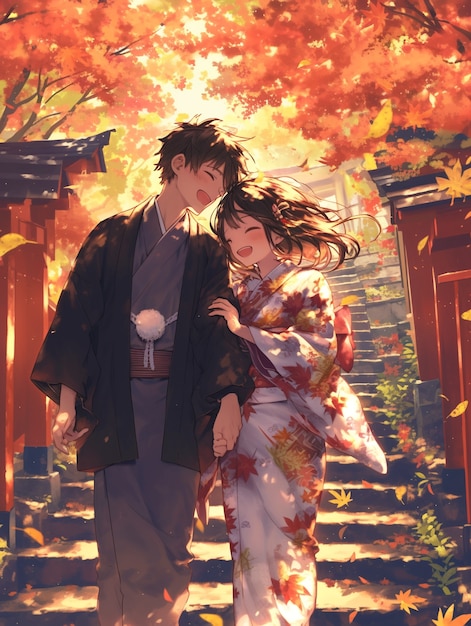Anime-Stil Junge und Mädchen-Paar