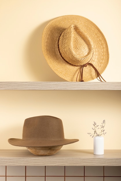 Anordnung der Fedora-Hüte im Studio