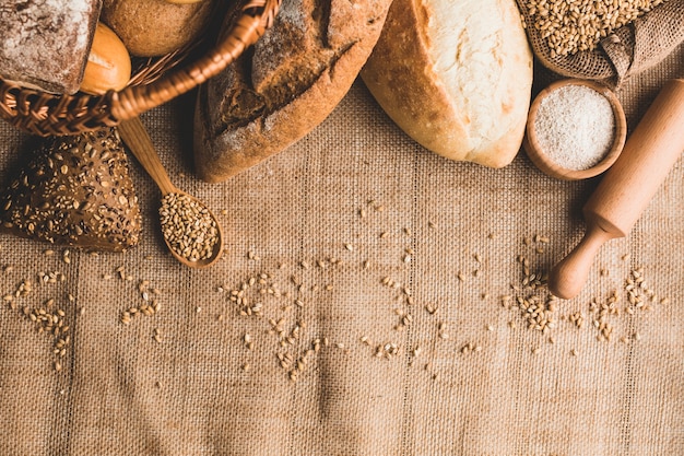 Anordnung für gesunde Brötchen auf Leinwand