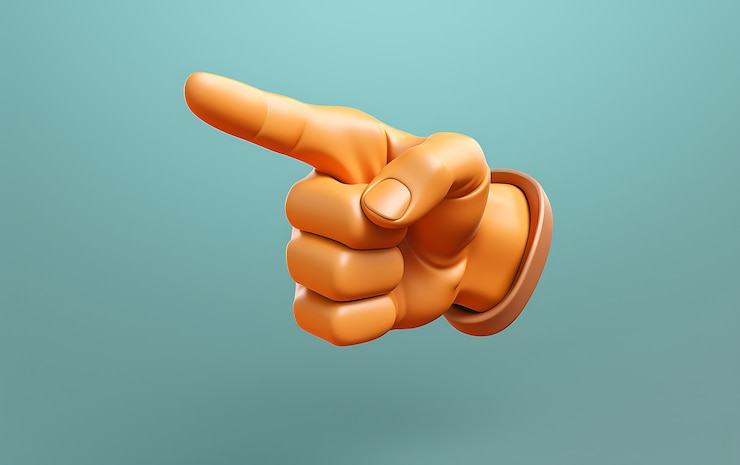 Kostenlose Foto ansicht der 3d-hand, die mit dem zeigefinger zeigt