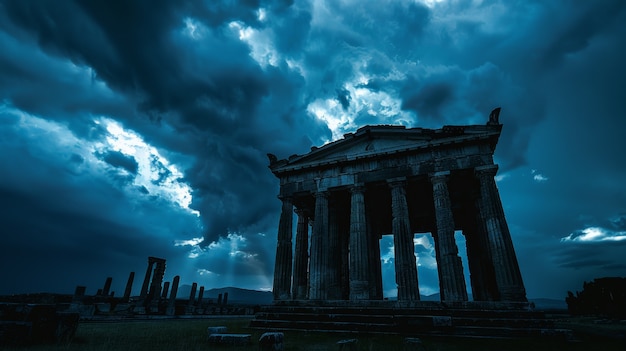Ansicht der antiken griechischen Architektur mit Tempelstruktur