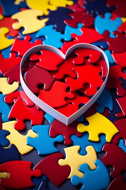 Ansicht der Herzform aus Puzzleteilen