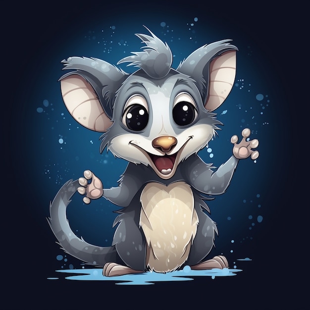 Ansicht der Opossum-Cartoon-Figur