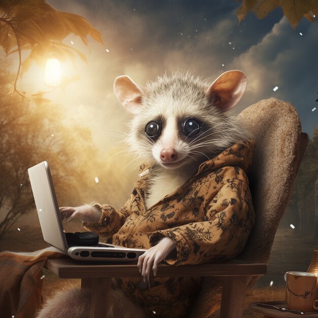 Ansicht der Opossum-Cartoon-Figur