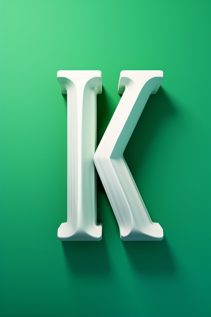 Ansicht des 3D-Buchstabens k